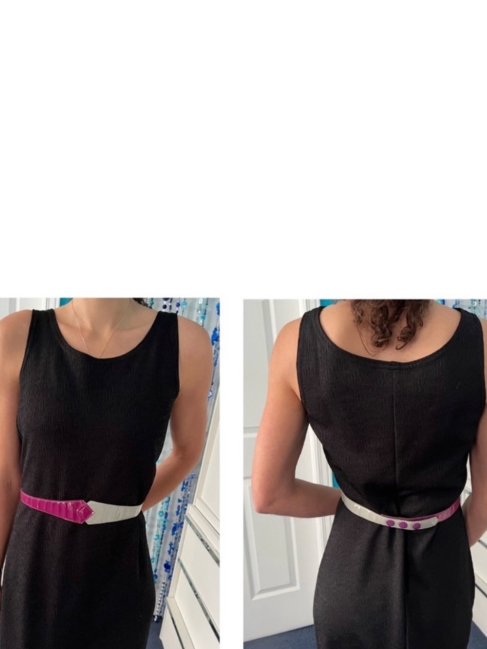 🎁Vintage 1980s Colorblock Patent Belt / Off-White & Magenta / New/ Gift Ready